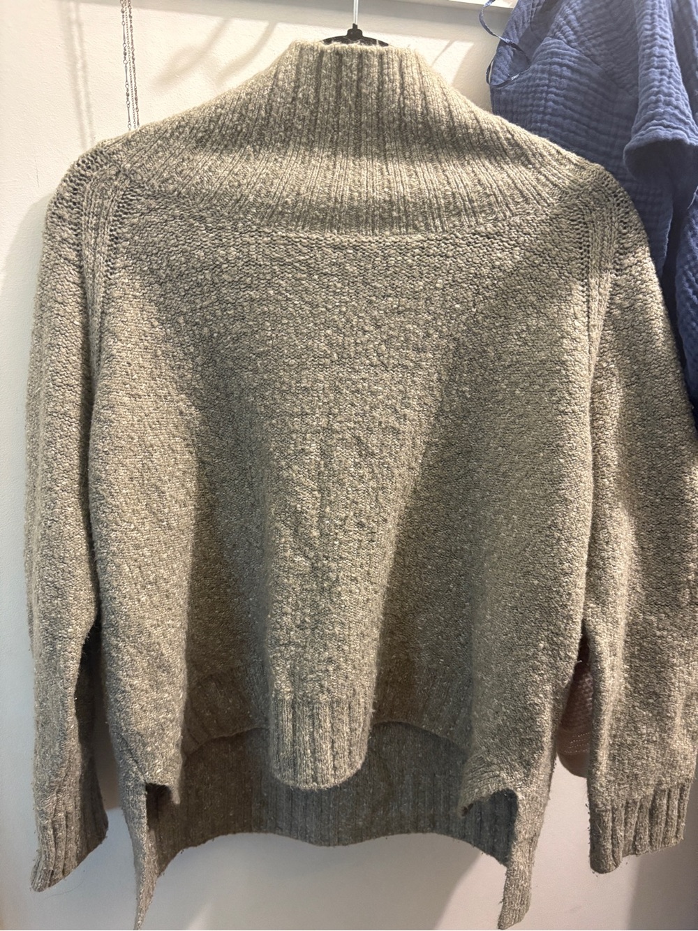 Cozy High-Neck Women's Sweater in Light Taupe Size Medium